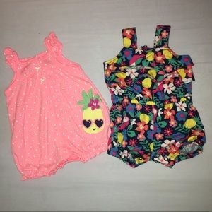 NB baby girls Carter’s jumpsuit set of 2